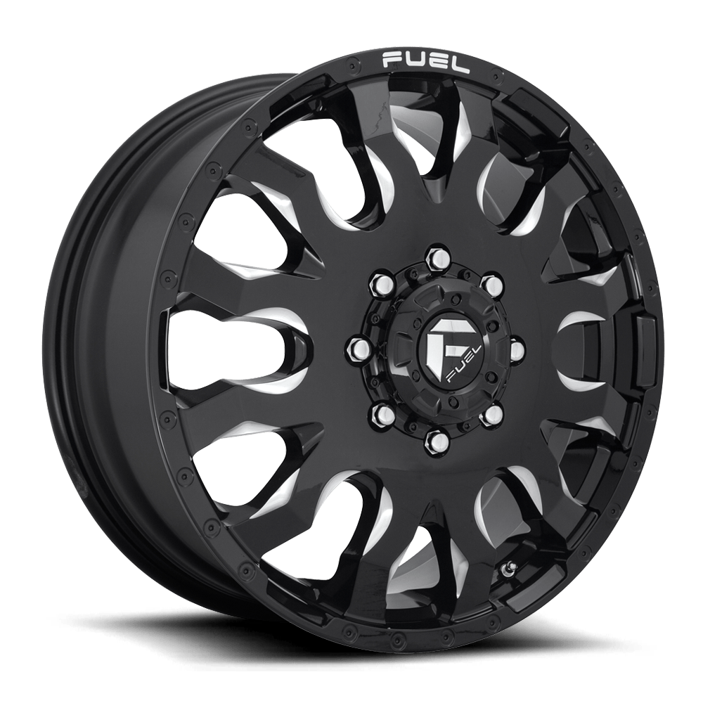 Fuel Offroad Blitz Dually Gloss Black Milled 20x8.25 Wheels & Venom Power Tires Terra Hunter R/T 275/55R20 Tires - 20" Dually Package