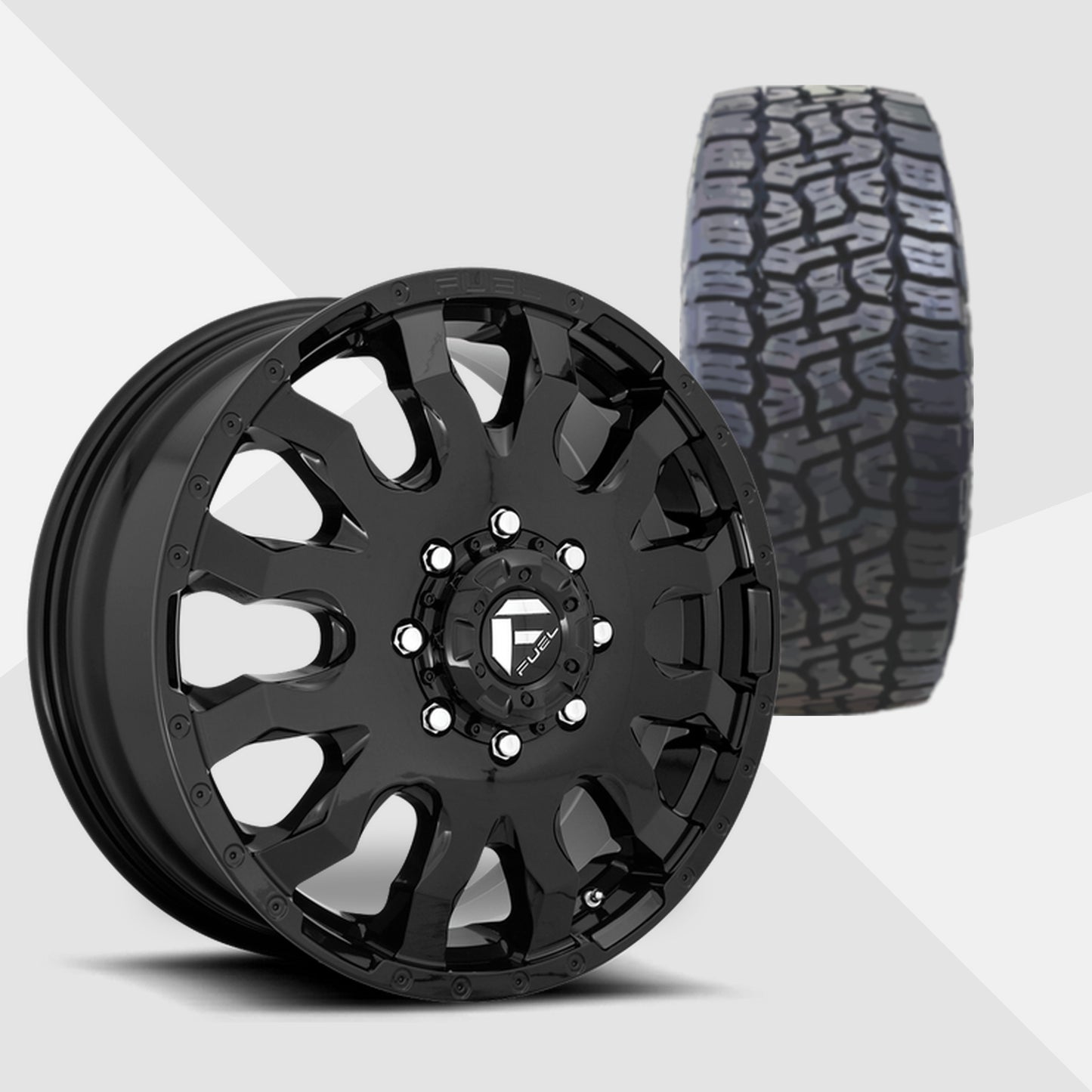 Fuel Offroad Blitz Dually Gloss Black 20x8.25 Wheels & Nitto Tires Terra Grappler G3 265/60R20 Tires - 20" Dually Package