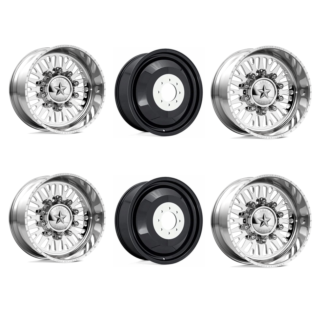 American Force 6N12 Brawn SD Polished 24x12 8x210 Dually Wheels