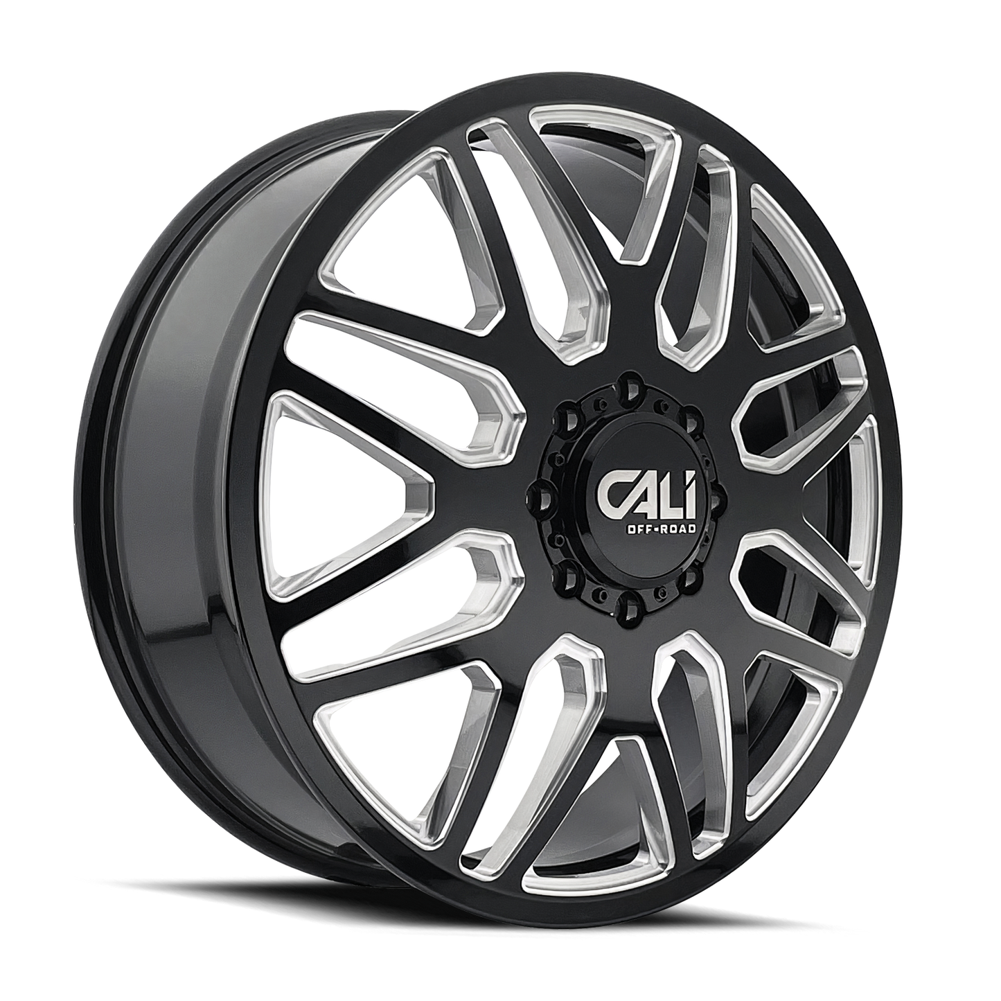 Cali Offroad Invader Gloss Black Milled Spokes 24x8.25 24" Dually Wheels