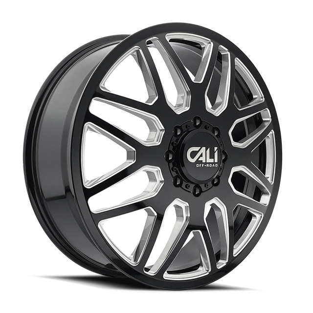 Cali Offroad Invader Gloss Black Milled Spokes 24x8.25 24" Dually Wheels