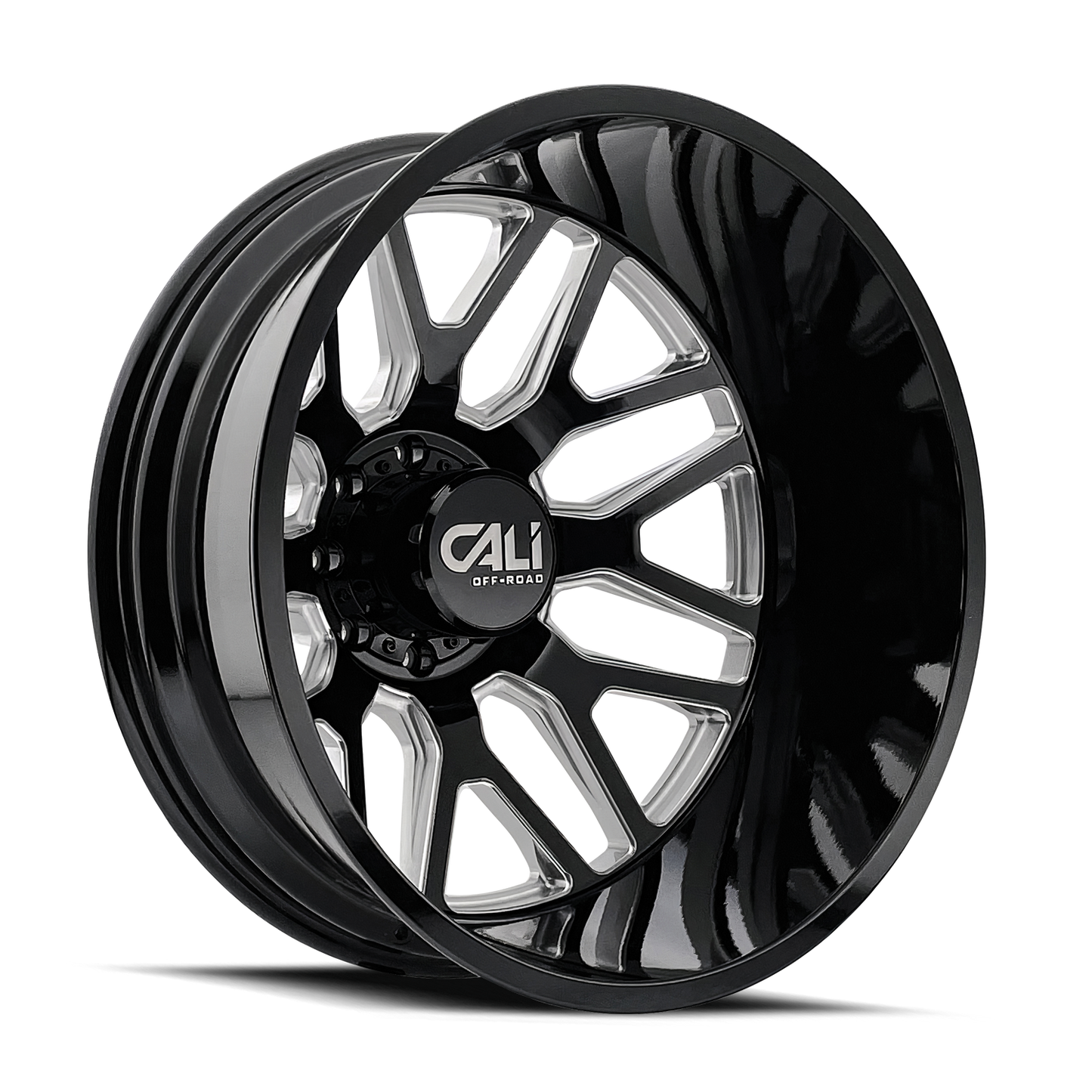 Cali Offroad Invader Gloss Black Milled Spokes 24x8.25 24" Dually Wheels