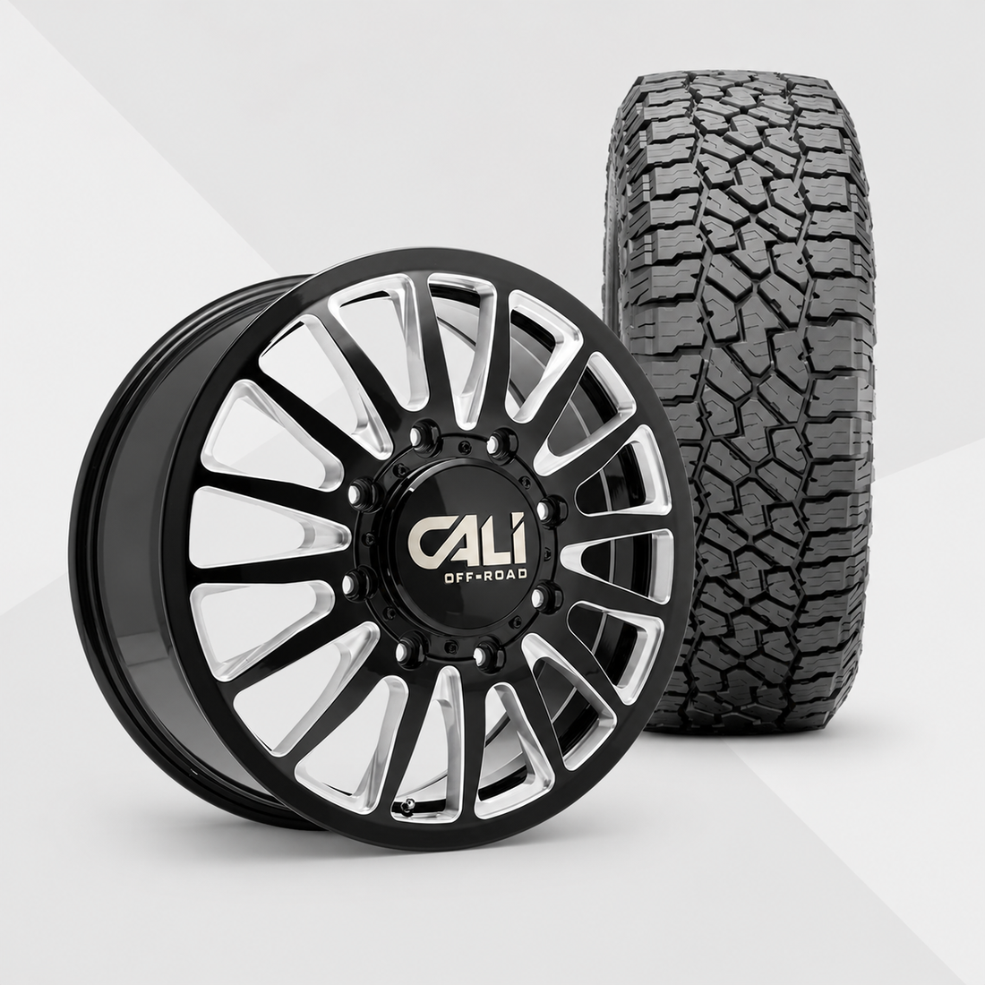 Cali Offroad Summit Dually 20x8.25 Wheels & Falken Tires Wildpeak A/T4W 35x12.50R20 Tires - 20" Dually Package