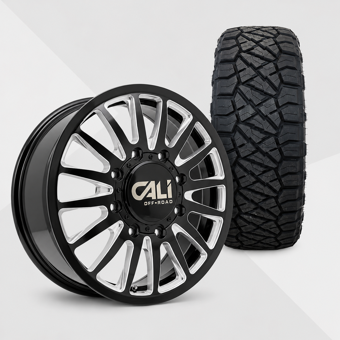 Cali Offroad Summit Dually 22x8.25 Wheels & Nitto Tires Ridge Grappler 35x12.50R22 Tires - 22" Dually Package