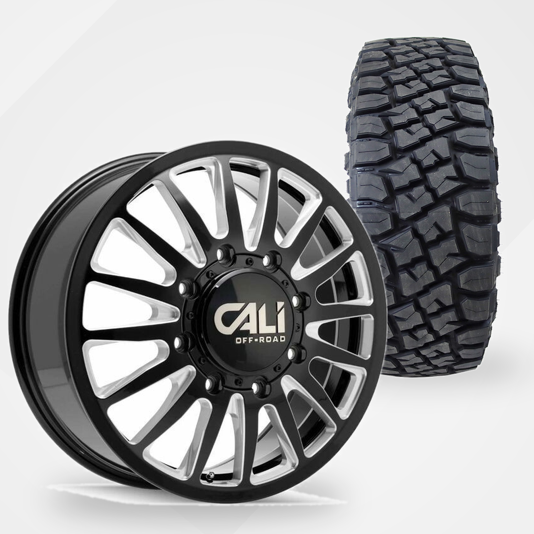 Cali Offroad Summit Dually 20x8.25 Wheels & Toyo Tires Open Country R/T Pro 35x12.50R20 Tires - 20" Dually Package