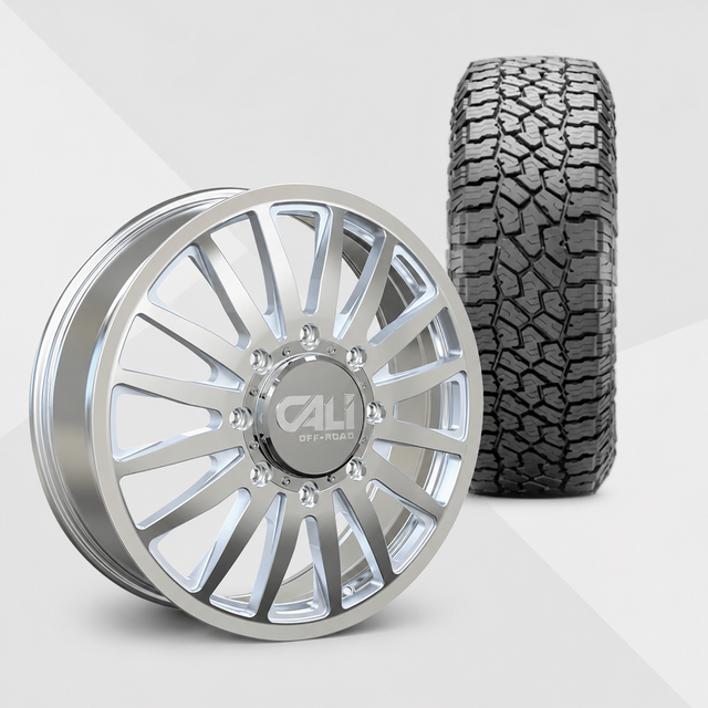 Cali Offroad Summit Dually 20x8.25 Wheels & Falken Tires Wildpeak A/T4W 35x12.50R20 Tires - 20" Dually Package
