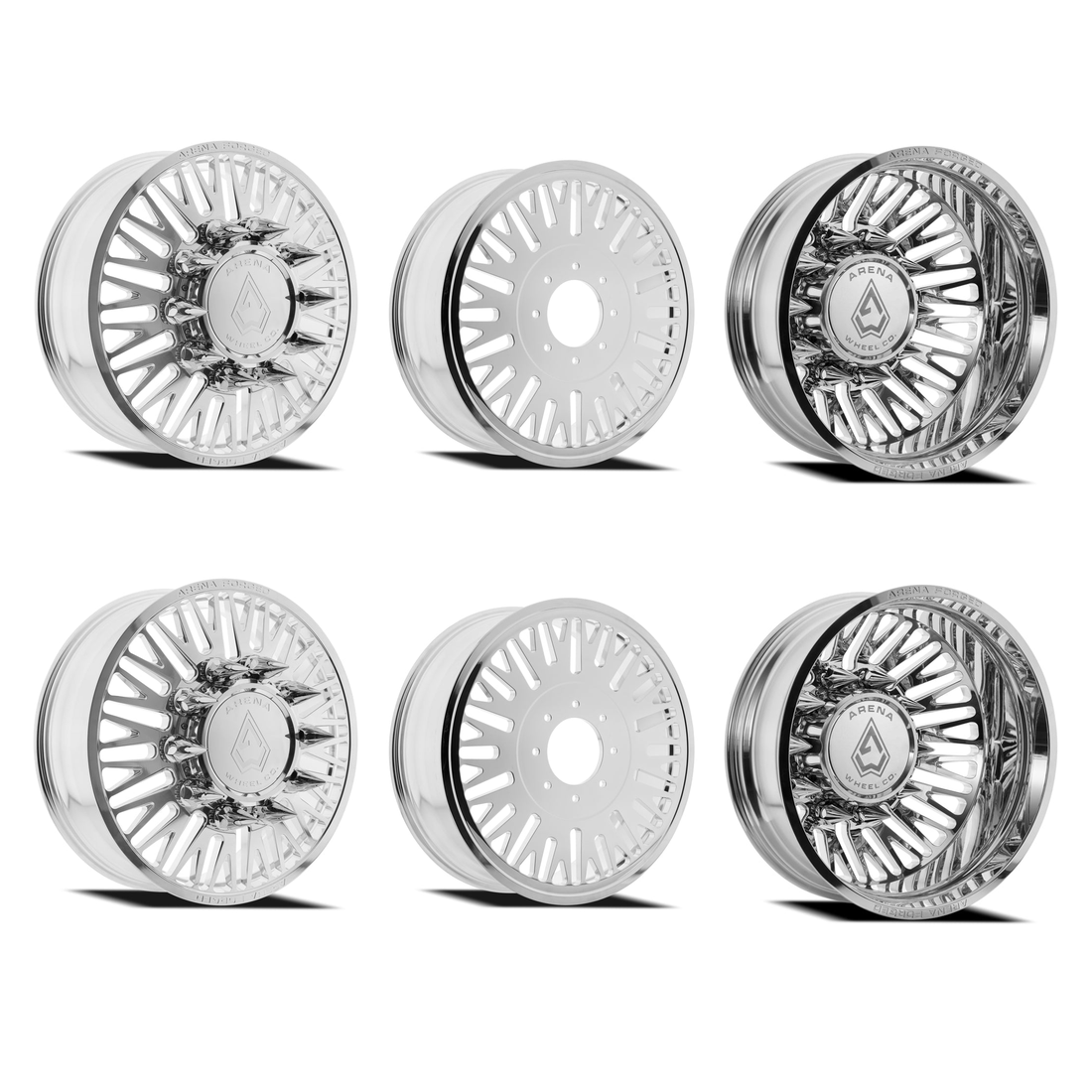 Arena Forged Casino Milled And Polished 22x8.25 10x225 Dually Wheels