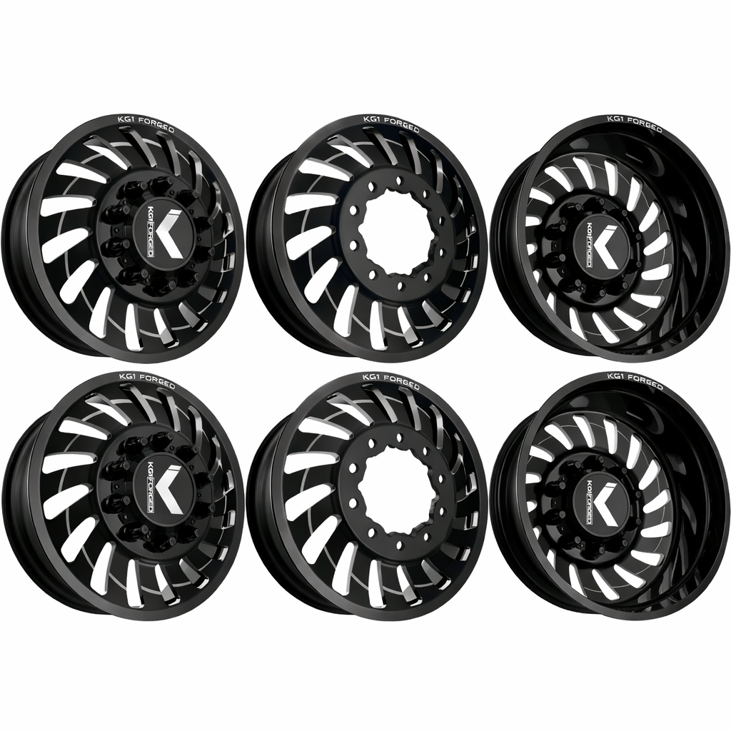 KG1 Razor-KD 24x8.25 Wheels & Atturo Tires Trail Blade MTS 37x13.50R24 Tires - 24" Dually Package