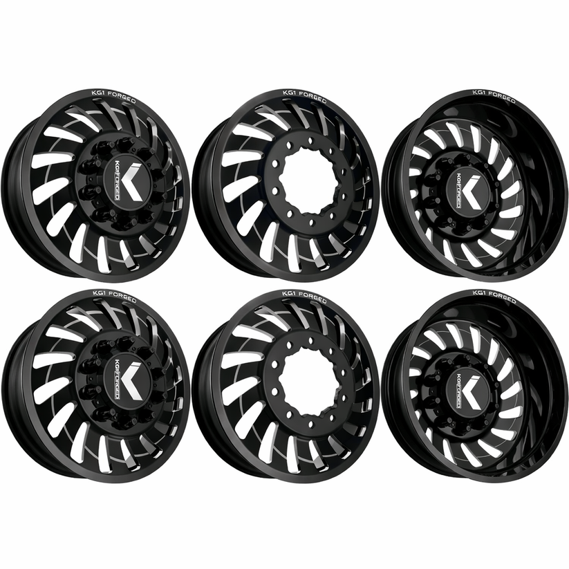KG1 KD005 Razor-KD Gloss Black 24x8.25 24" Dually Wheels