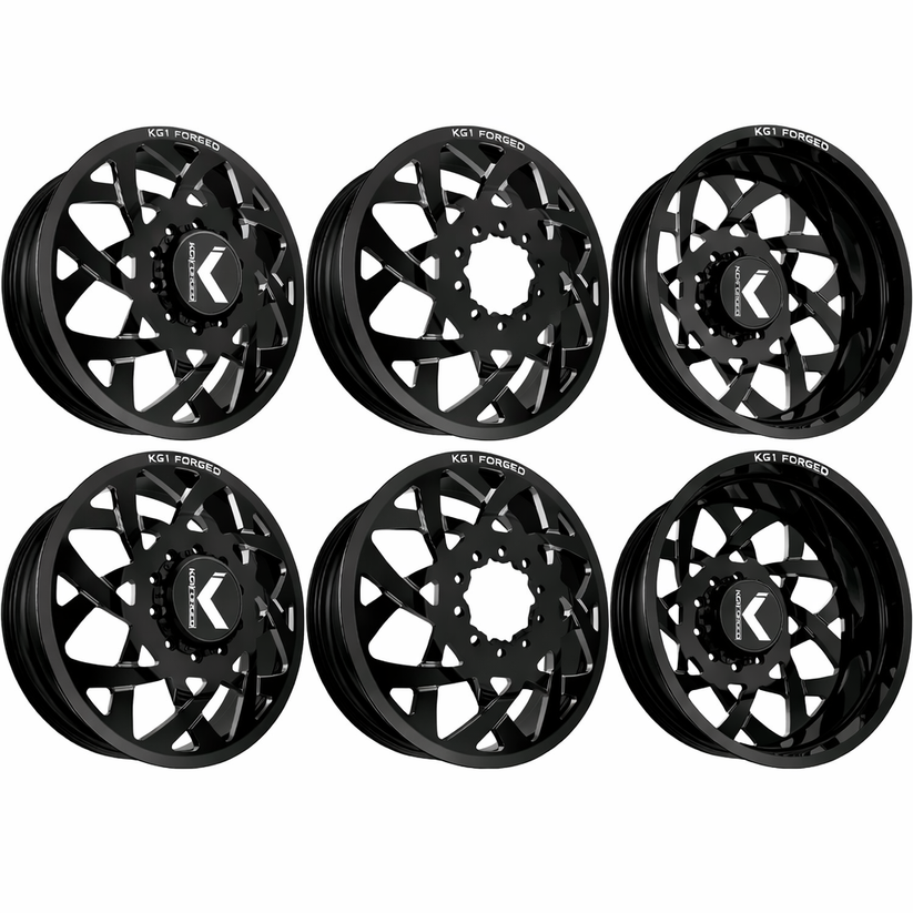 KG1 KD008 Orbital-KD Gloss Black 22x8.25 22" Dually Wheels