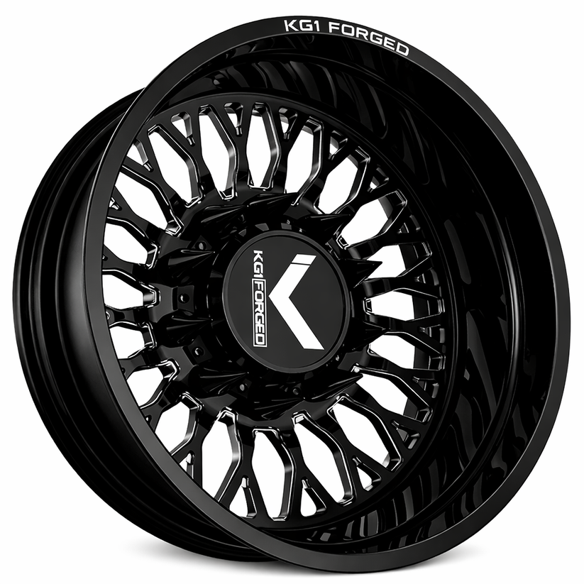 KG1 KD049 Jacked-KD Gloss Black 24x8.25 24" Dually Wheels