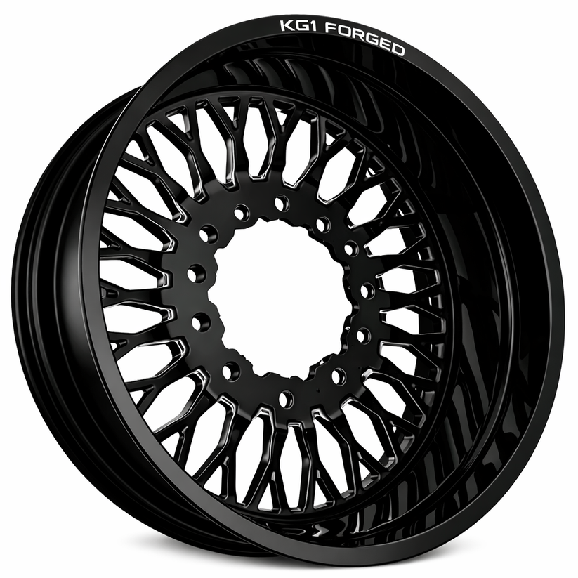 KG1 KD049 Jacked-KD Gloss Black 24x8.25 24" Dually Wheels