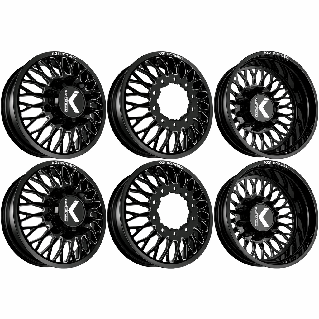 KG1 Jacked-KD 24x8.25 Wheels & Kenda Tires Klever R/T 35x12.50R24 Tires - 24" Dually Package