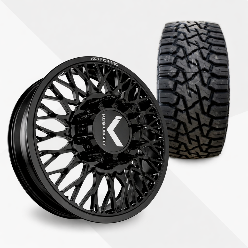 KG1 Elevate-KD 22x8.25 Wheels & Venom Power Tires Trail Hunter R/T 37x12.50R22 Tires - 22" Dually Package