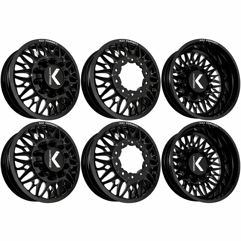 KG1 Trident-KD 22x8.25 Wheels & AMP Tires Terrain Attack R/T 35x12.50R22 Tires - 22" Dually Package