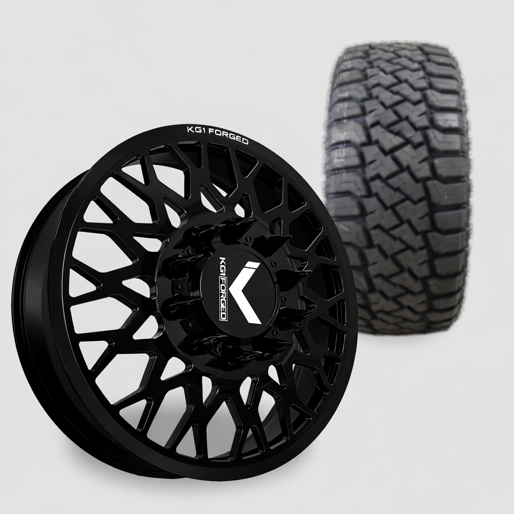 KG1 Torture-KD 24x8.25 Wheels & LandSpider Tires Wildtraxx R/T 37x13.50R24 Tires - 24" Dually Package
