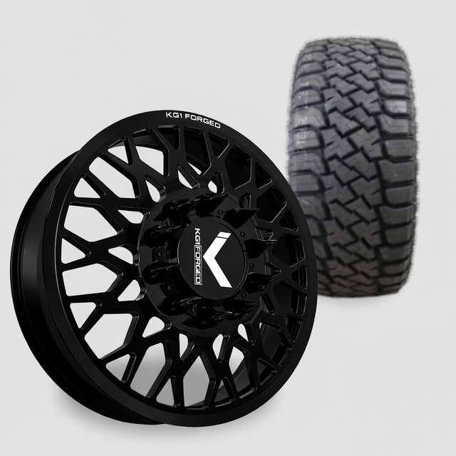 KG1 Torture-KD 24x8.25 Wheels & LandSpider Tires Wildtraxx R/T 37x13.50R24 Tires - 24" Dually Package
