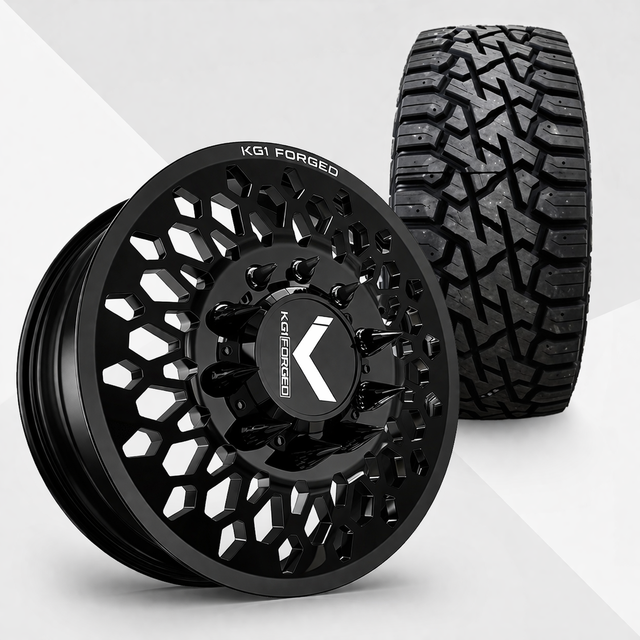 KG1 Glitz-KD 22x8.25 Wheels & Venom Power Tires Trail Hunter R/T 35x12.50R22 Tires - 22" Dually Package