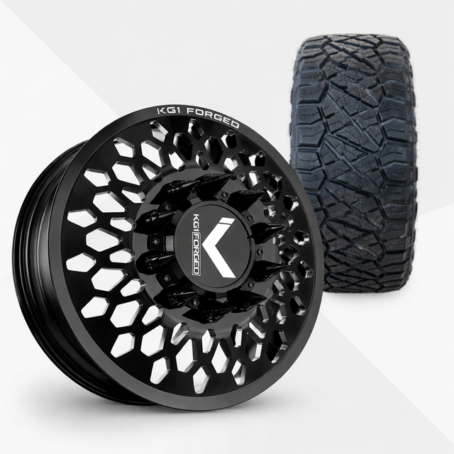 KG1 Glitz-KD 22x8.25 Wheels & Nitto Tires Ridge Grappler 35x12.50R22 Tires - 22" Dually Package