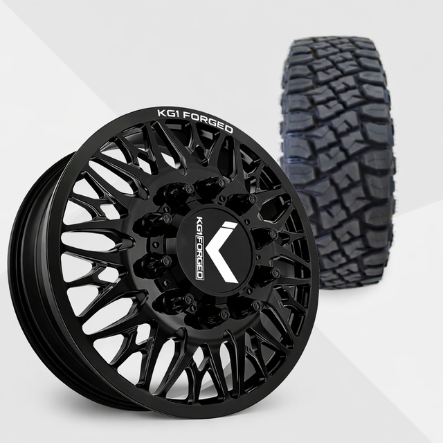 KG1 Trident-KD 22x8.25 Wheels & Toyo Tires Open Country RT Pro 37x13.50R22 Tires - 22" Dually Package