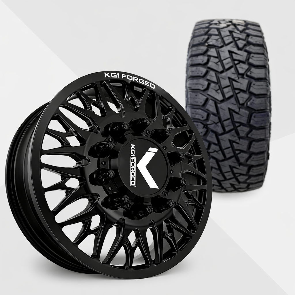 KG1 Trident-KD 22x8.25 Wheels & Venom Power Tires Trail Hunter R/T 37x12.50R22 Tires - 22" Dually Package
