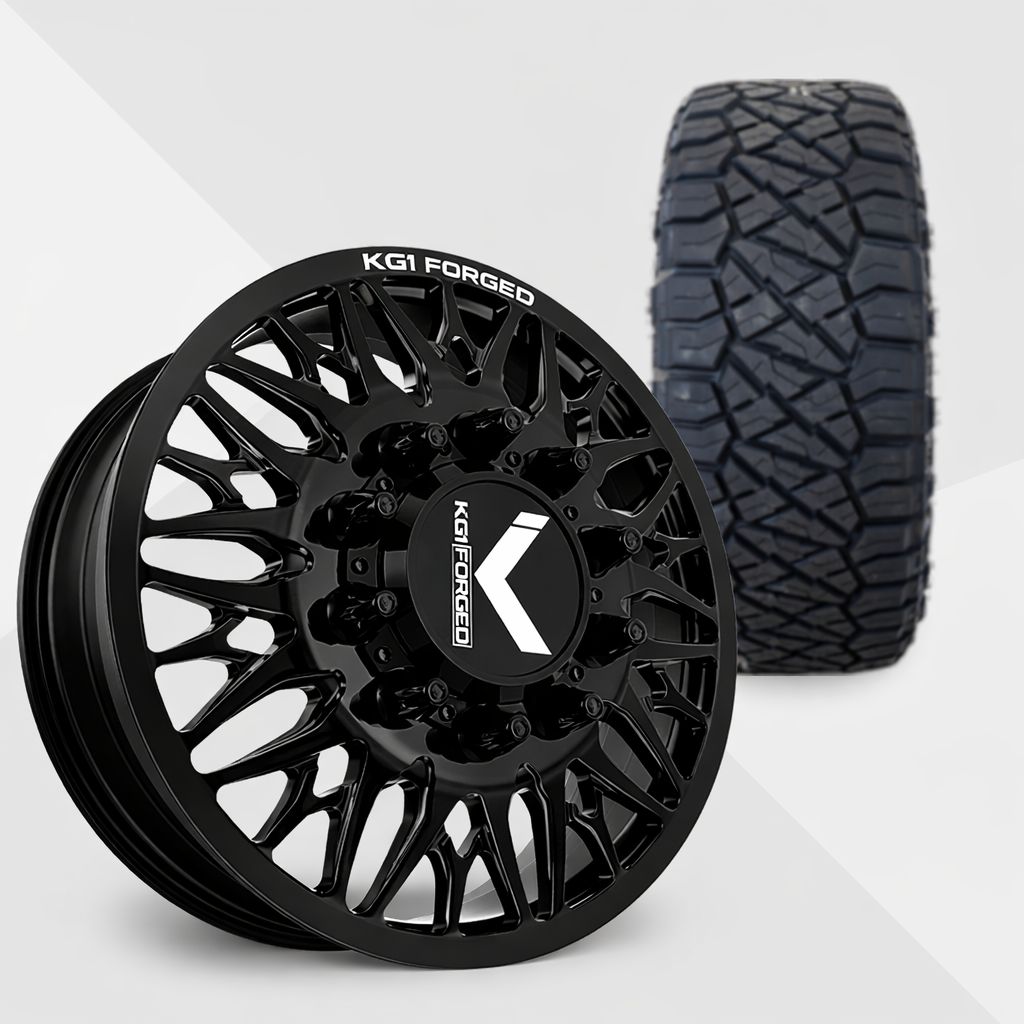 KG1 Trident-KD 22x8.25 Wheels & Nitto Tires Ridge Grappler 35x12.50R22 Tires - 22" Dually Package