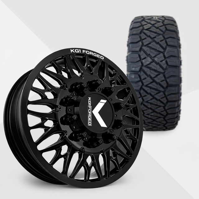 KG1 Trident-KD 22x8.25 Wheels & Nitto Tires Ridge Grappler 35x12.50R22 Tires - 22" Dually Package