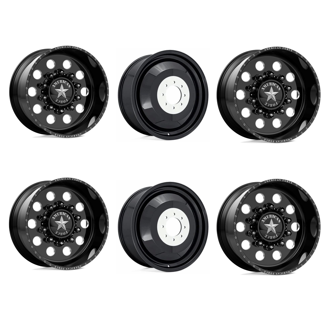 American Force 601 Classic SD Gloss Black Milled 24x14 8x200 Dually Wheels