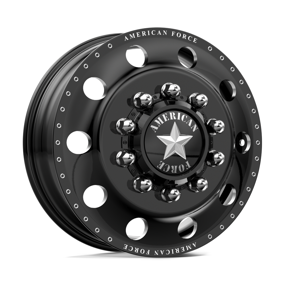 American Force Classic Gloss Black Milled 24x8.25 Atturo Tires Trail Blade MTS 35x13.50R24 24" Dually Package
