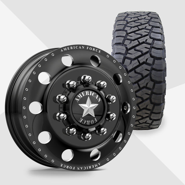 American Force Classic Gloss Black Milled 24x8.25 Toyo Tires Open Country R/T Trail 37x13.50R24 24" Dually Package
