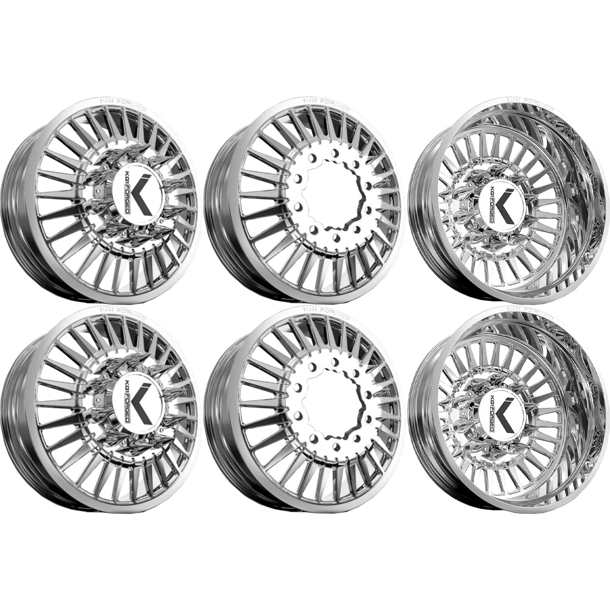 KG1 Czar-KD 24x8.25 Wheels & Atturo Tires Trail Blade MTS 35x13.50R24 Tires - 24" Dually Package