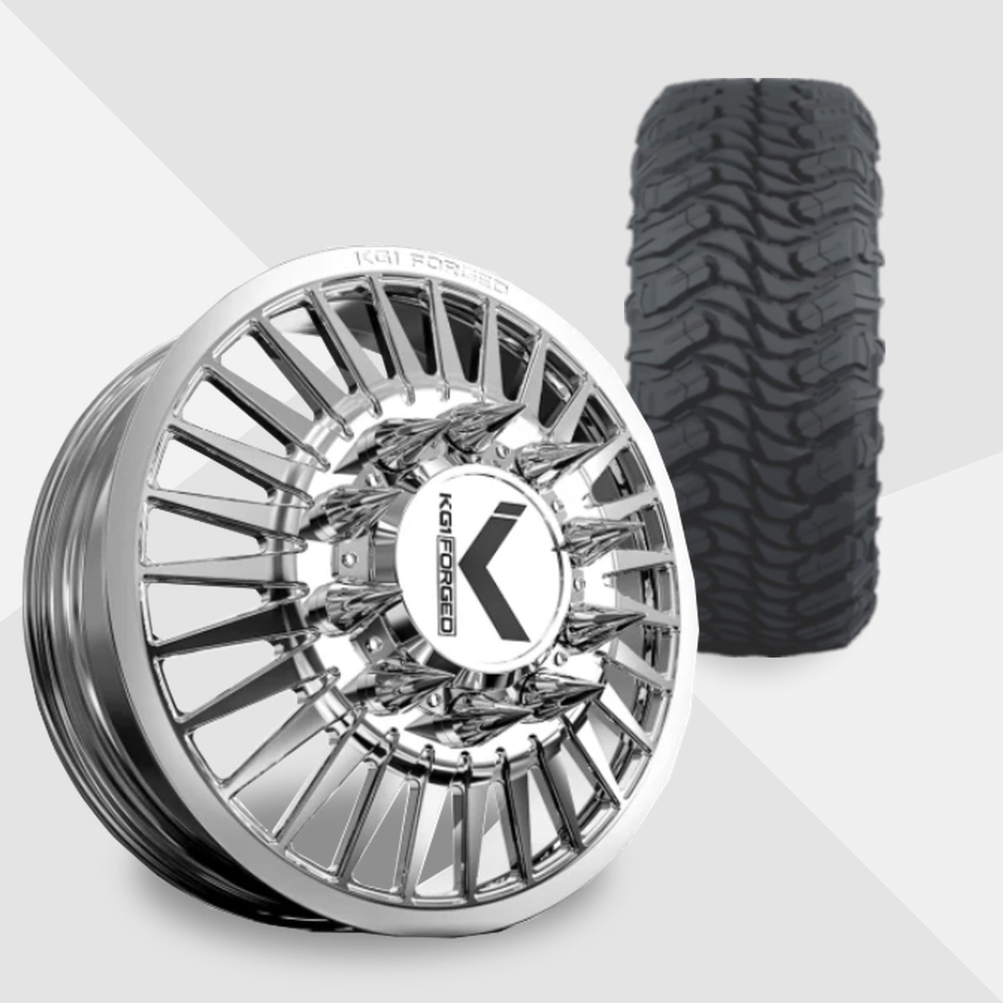 KG1 Czar-KD 24x8.25 Wheels & Atturo Tires Trail Blade MTS 37x13.50R24 Tires - 24" Dually Package