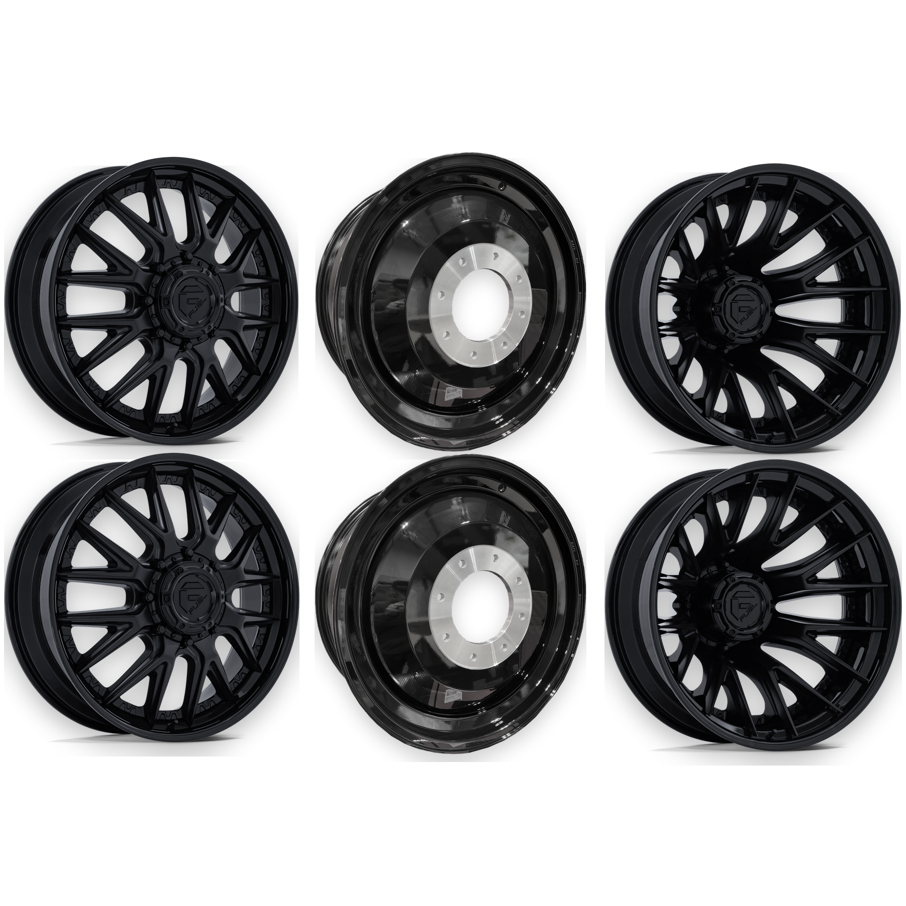 Fuel Offroad Catalyst Matte Black Gloss Black Lip 22x8.25 22" Dually Wheels