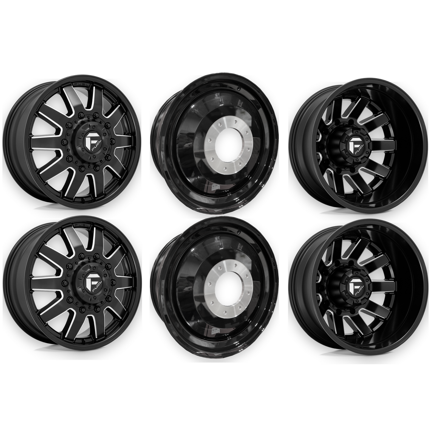 Fuel Offroad Maverick Matte Black Milled 20x8.25 20" Dually Wheels