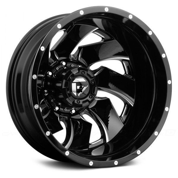 Fuel Offroad Cleaver Gloss Black Milled 20x8.25 20" Dually Wheels