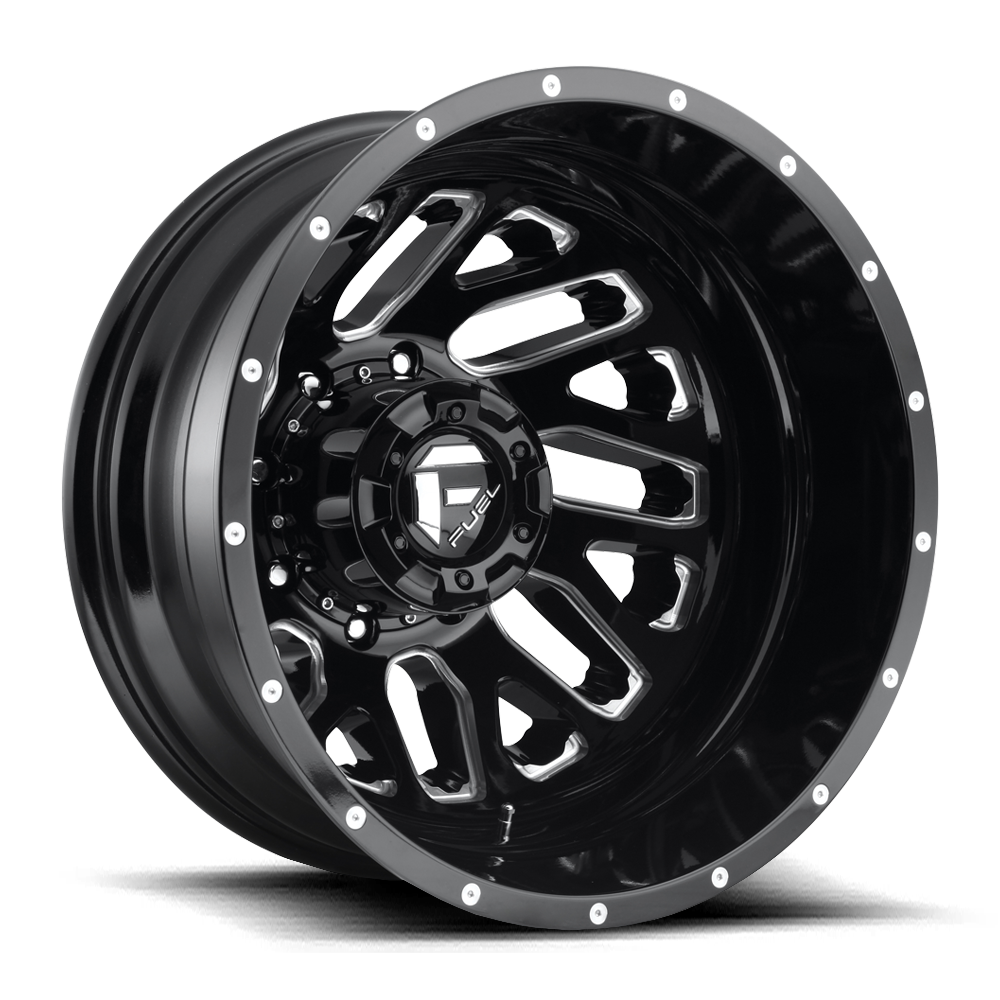 Fuel Offroad Triton Gloss Black Milled 20x8.25 20" Dually Wheels