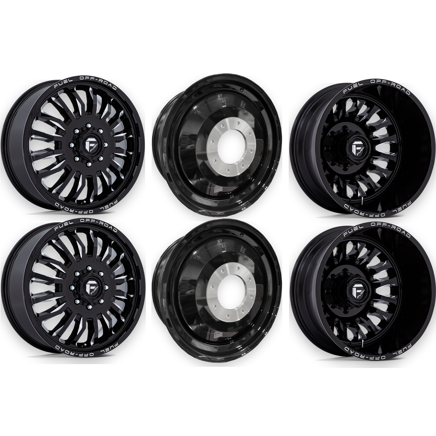 Fuel Offroad Arc Gloss Black Milled 20x8.25 20" Dually Wheels
