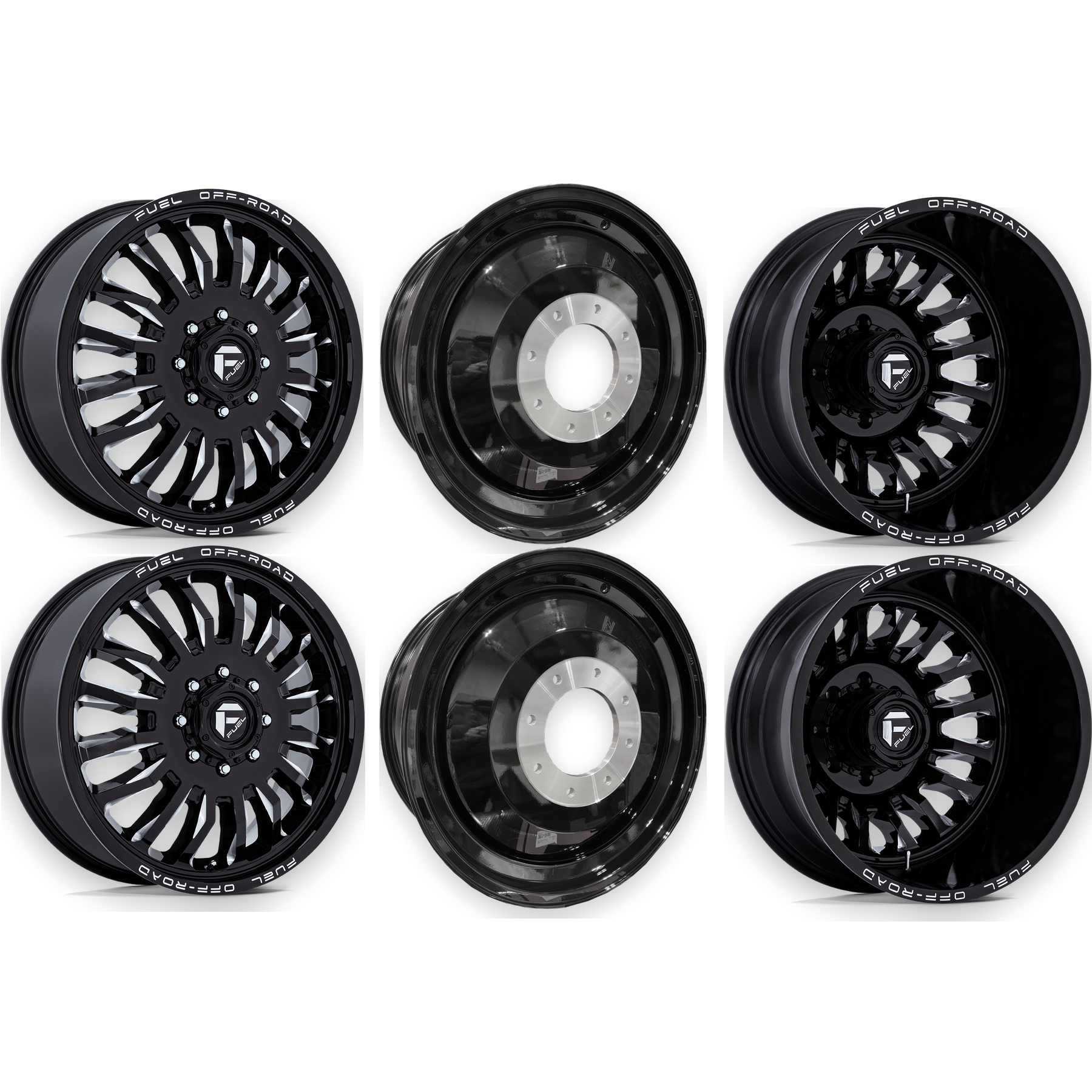 Fuel Offroad Arc Gloss Black Milled 20x8.25 20" Dually Wheels