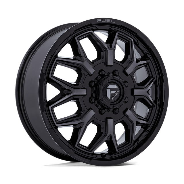 Fuel Offroad Flux Gloss Black Gray Tint Brushed Face 22x8.25 22" Dually Wheels