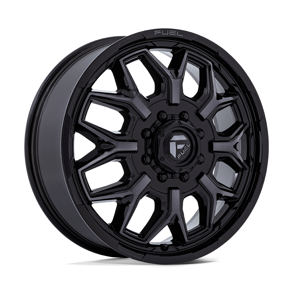 Fuel Offroad Flux Gloss Black Gray Tint Brushed Face 22x8.25 22" Dually Wheels