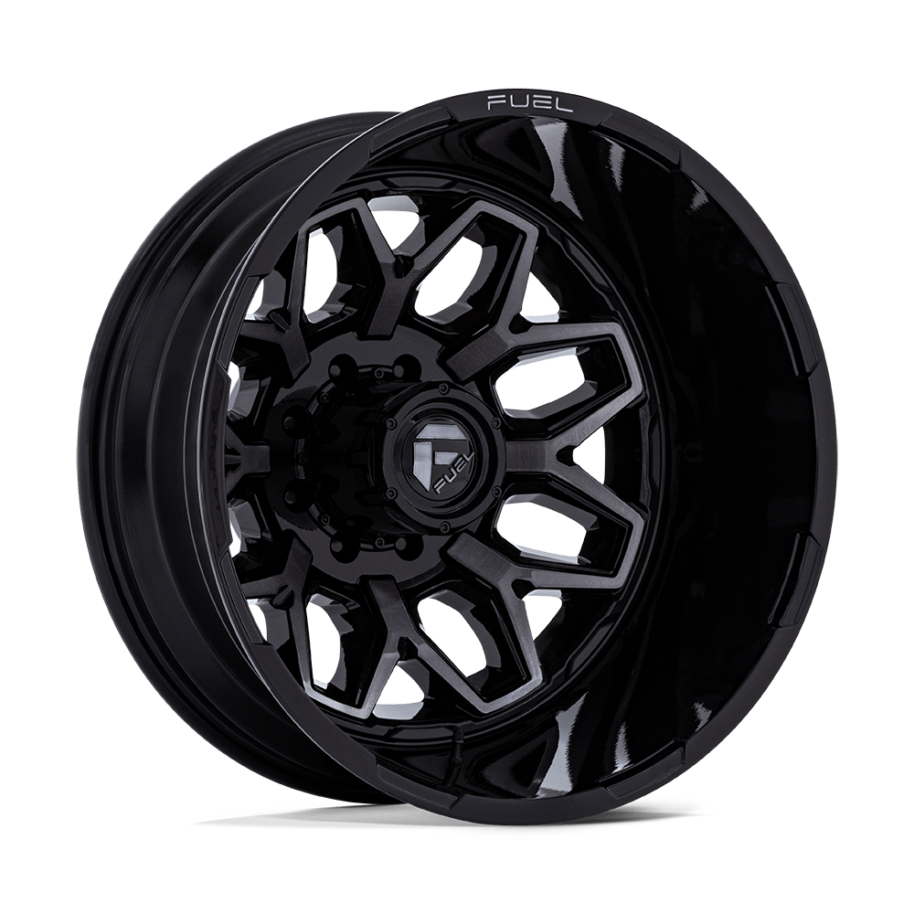 Fuel Offroad Flux Gloss Black Gray Tint Brushed Face 22x8.25 22" Dually Wheels
