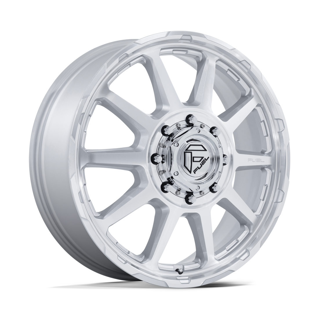 Fuel Offroad D912 Circuit Gloss Silver Machined Face 20x8.25 10x225 Dually Wheels