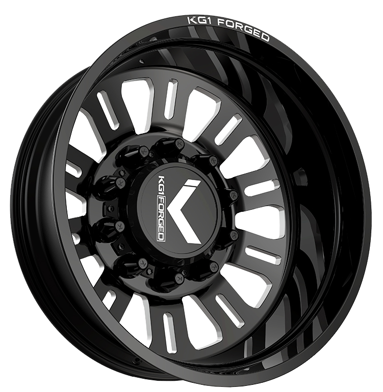 KG1 KD004 Duel-KD Gloss Black Milled 22x8.25 22" Dually Wheels