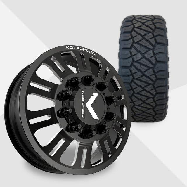KG1 Duel-KD 22x8.25 Wheels & Nitto Tires Ridge Grappler 35x12.50R22 Tires - 22" Dually Package