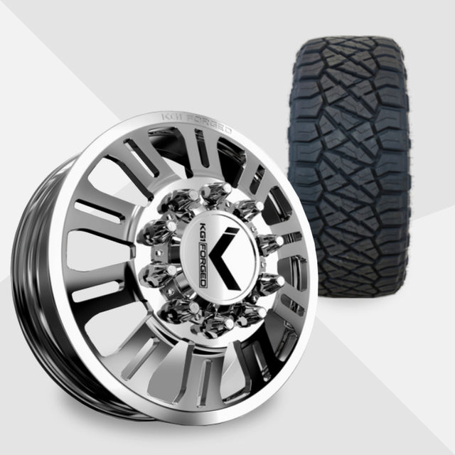 KG1 Duel-KD 22x8.25 Wheels & Nitto Tires Ridge Grappler 35x12.50R22 Tires - 22" Dually Package