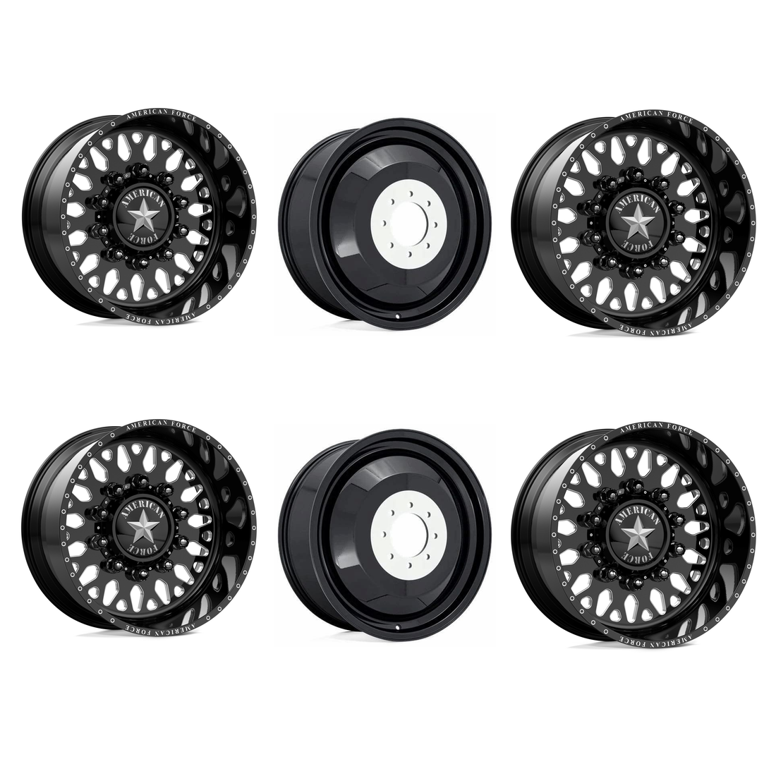 American Force 6G17 Evo SD Gloss Black Milled 22x10 8x170 Dually Wheels