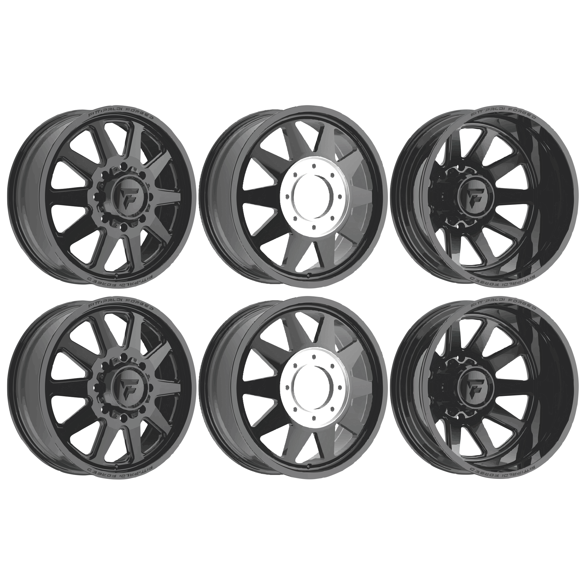 Fittipaldi Forged FDF603B Gloss Black 24x8.25 24" Dually Wheels