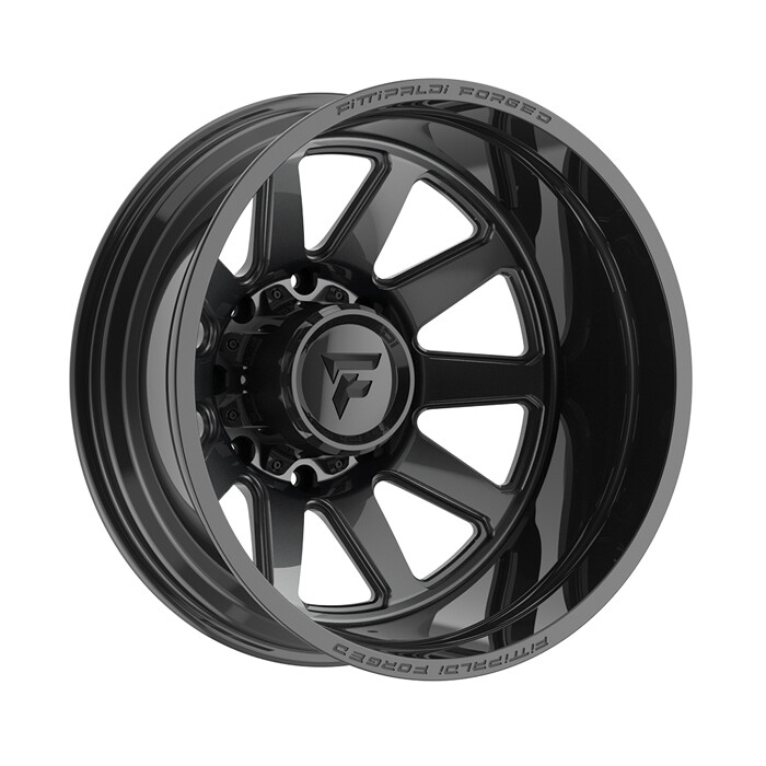 Fittipaldi Forged FDF603B Gloss Black 22x8.25 8x210 with Nitto Tires Ridge Grappler 285/55R22 Dually Package