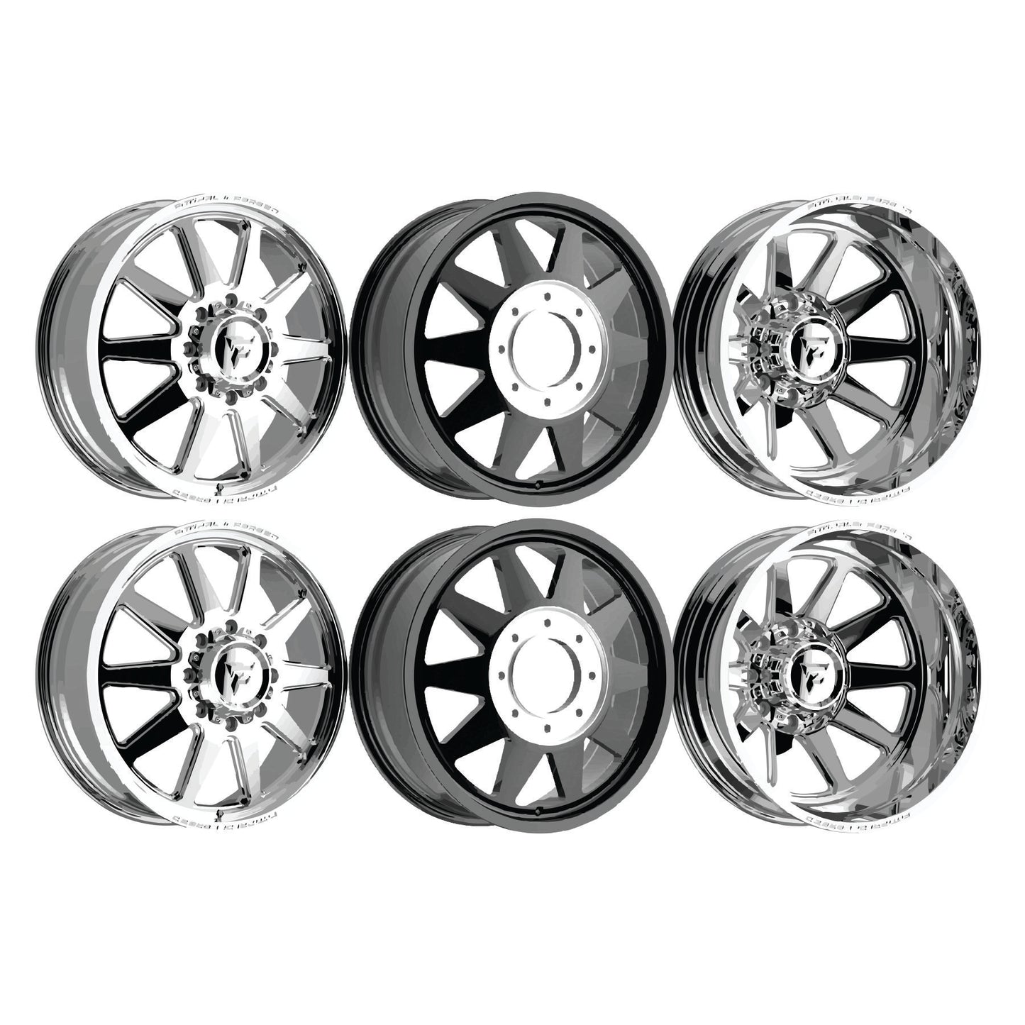Fittipaldi FDF605P Polished 24x8.25 Wheels & Nitto Tires Recon Grappler A/T 295/45R24 Tires - 24" Dually Package