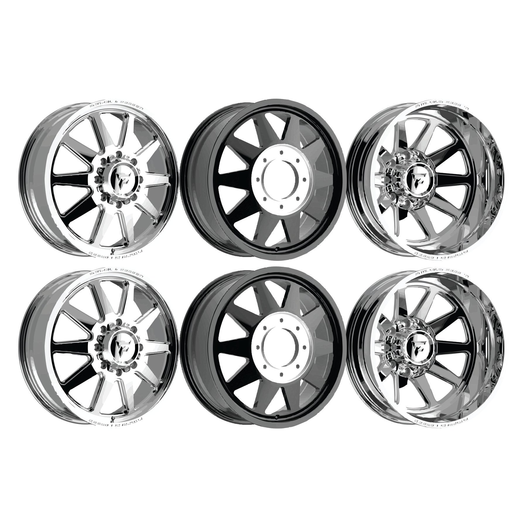Fittipaldi FDF605P Polished 24x8.25 Wheels & Nitto Tires Recon Grappler A/T 295/45R24 Tires - 24" Dually Package